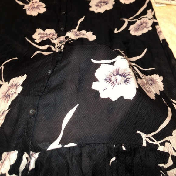 Volcom Button Print Floral Pattern Navy Dress - Picture 7 of 8